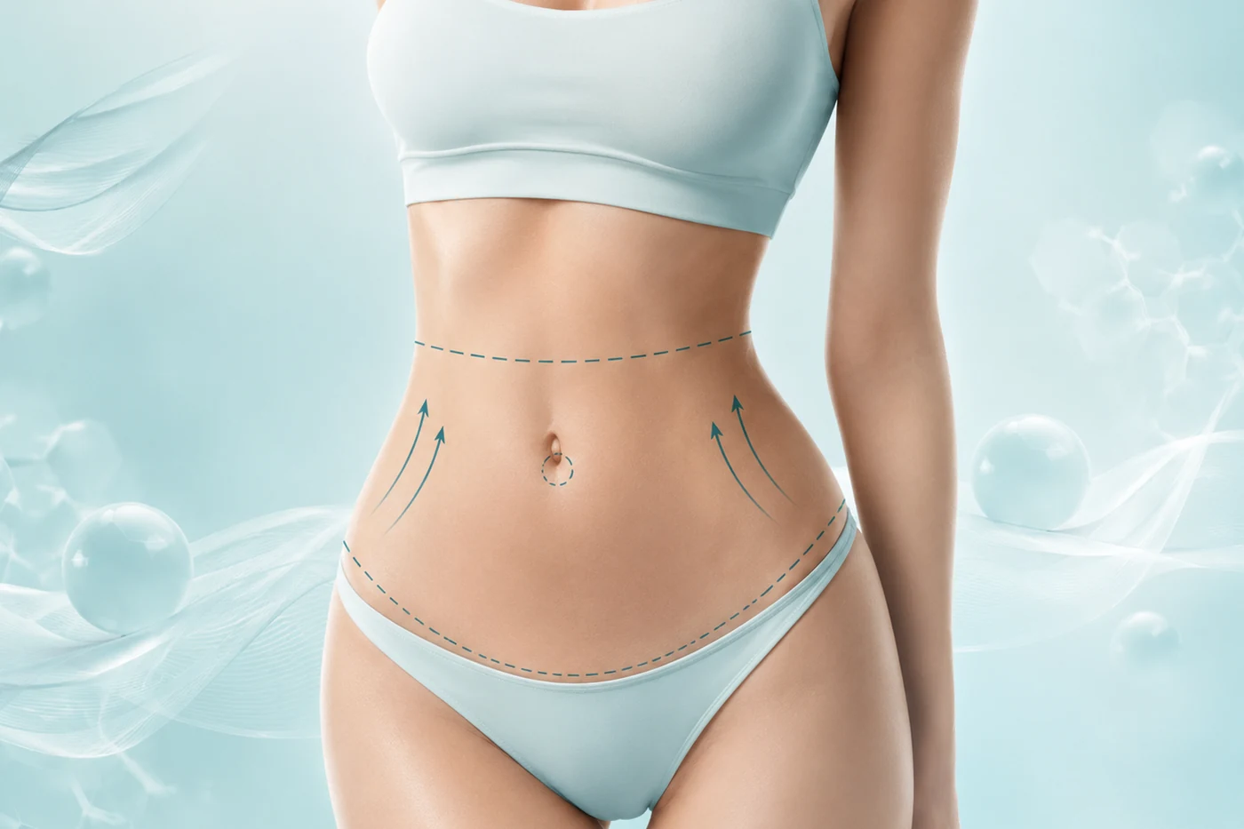 Patient discussing loose skin removal after major weight loss, lower body lift planning, scar placement and staged surgery with a plastic surgeon.